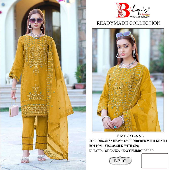 B 71 A To D Bilqis Organza Pakistani Readymade Suits Suppliers In India
